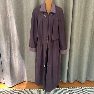 Vintage Worthington Purple Trench Coat Womens 14 Long Classic Jacket
